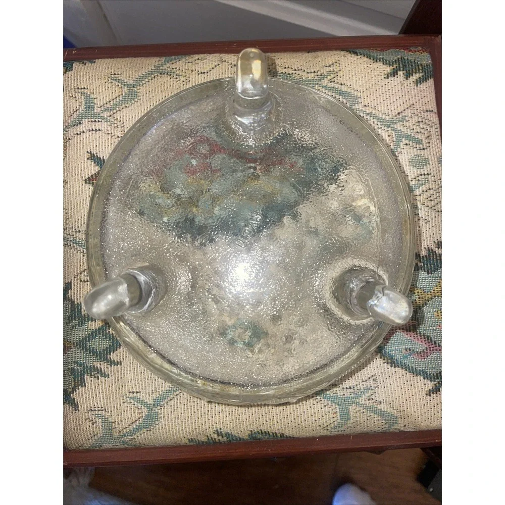 Vintage Candy Dish Bowl With Lid Clear Glass 3 Footed Marked‎ AVON